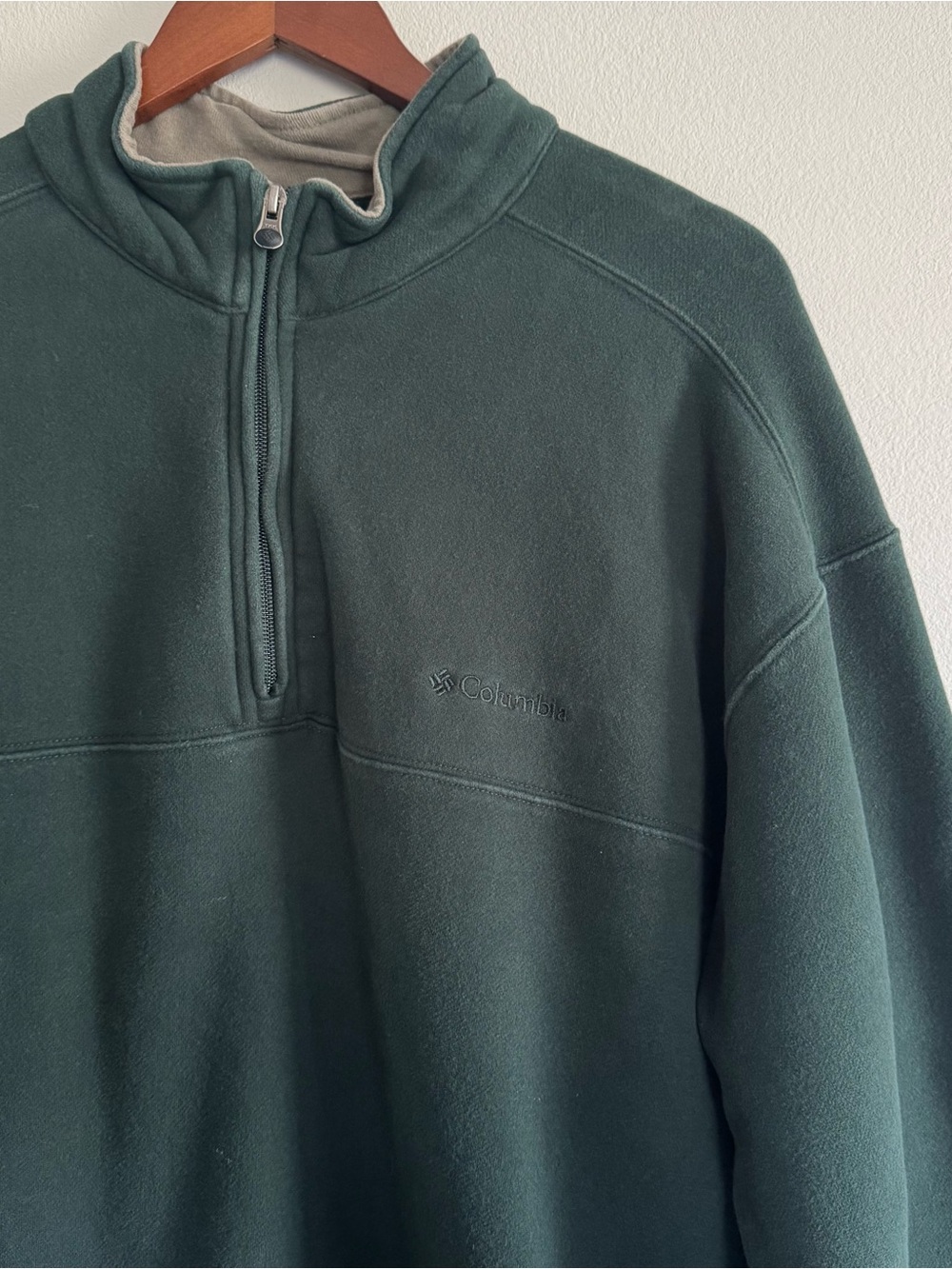 Columbia Sportswear Men’s XL Green Quarter Zip Pullover Elbow Patches Gorpcore
